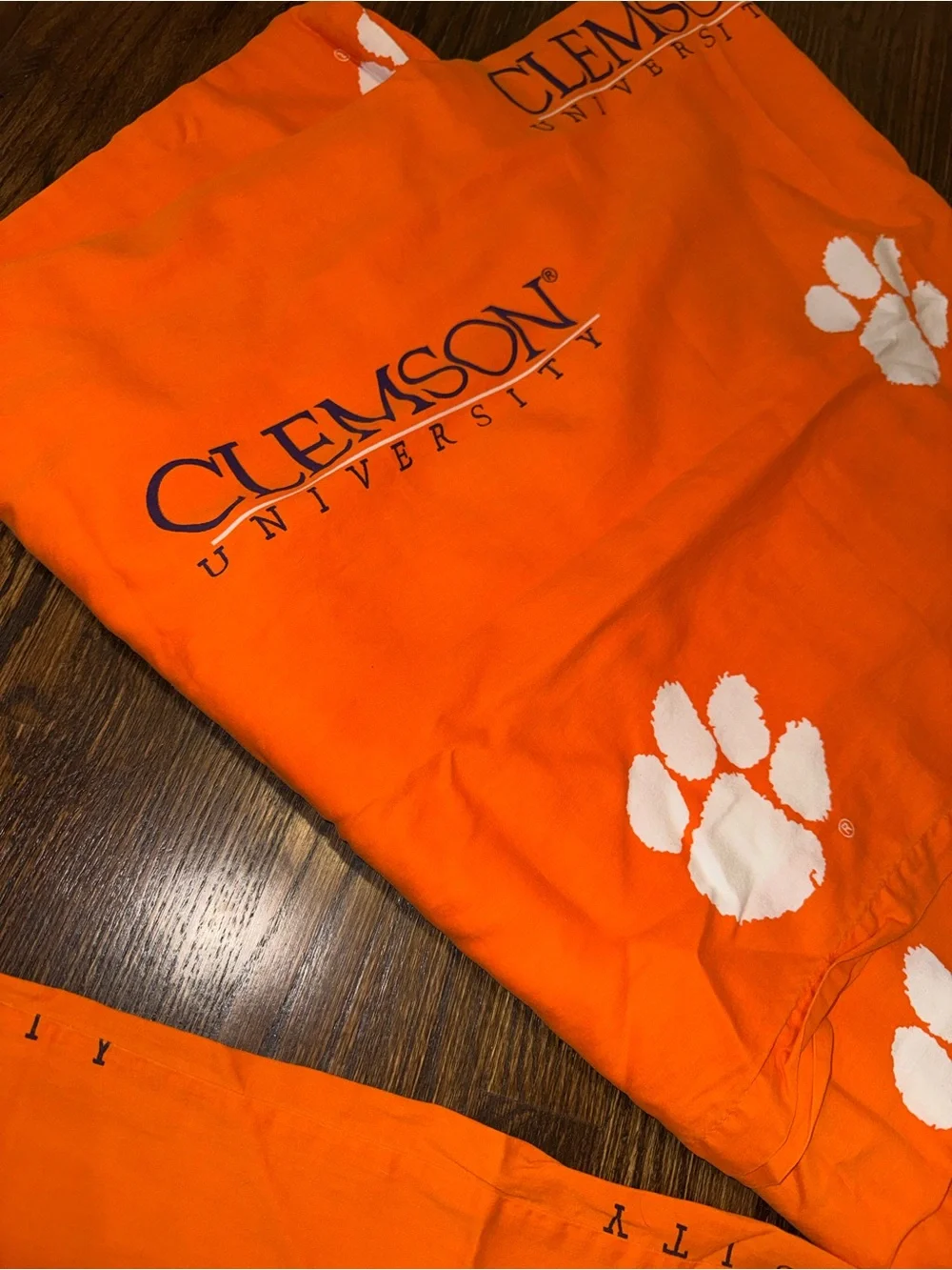 Clemson University Orange Bedding Flat Sheet with 1 pillow case. Full size